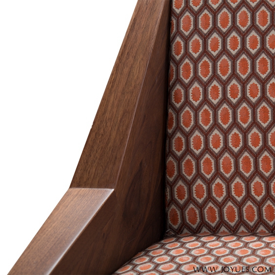 detail of wood armrest dining chair