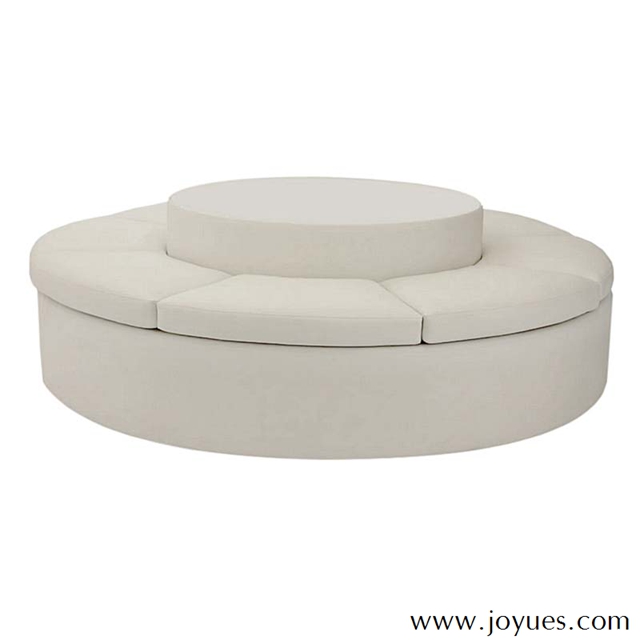 white leather round cafe restaurant bench seating，cafe restaurant booths, restaurant design sofa